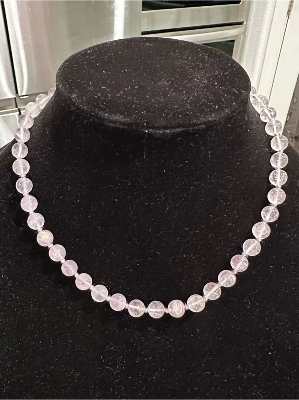 AMETHYST DELICATE LIGHT PURPLE BEADED NECKLACE 8 1/4” DROP GOLDTONE CLASP